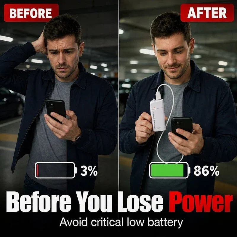🔥😍Portable Emergency Phone Charger AA Battery Powered Power Bank with LED Flashlight