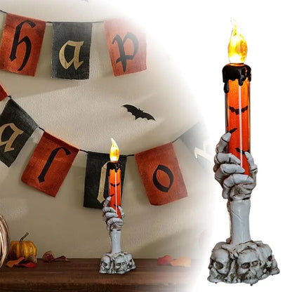 Halloween Vivid Resin Skeleton Hand Finger Candle Holders, 2026 Halloween Delicate Bar Home Party Desktop Tea Light Holders Decor