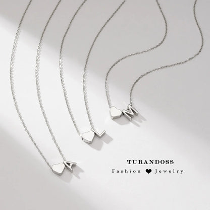 Turandoss Initial Heart Necklace for Women, Gold