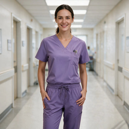 New Arrival Scrubs Sets for Women Medical Scrub Set (Top & Straight Leg Pants)