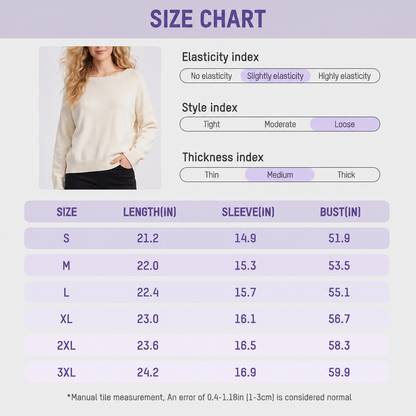 Women's Plain Scoop Neck Sweater Casual Long Sleeve Knit Top for Fall & Winter