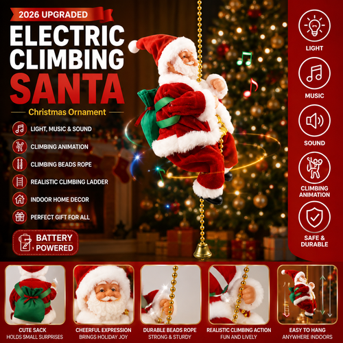 2026 Electric Climbing Santa Christmas Ornament - Battery-Powered