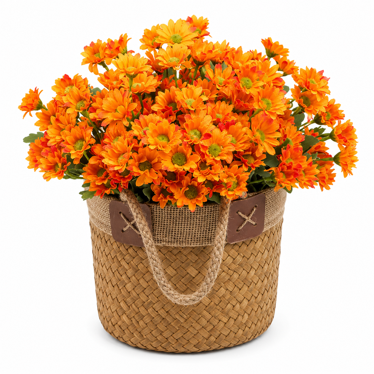 🌼 Artificial Outdoor Sunset Mums Flowers - UV resistant, Waterproof, Windproof
