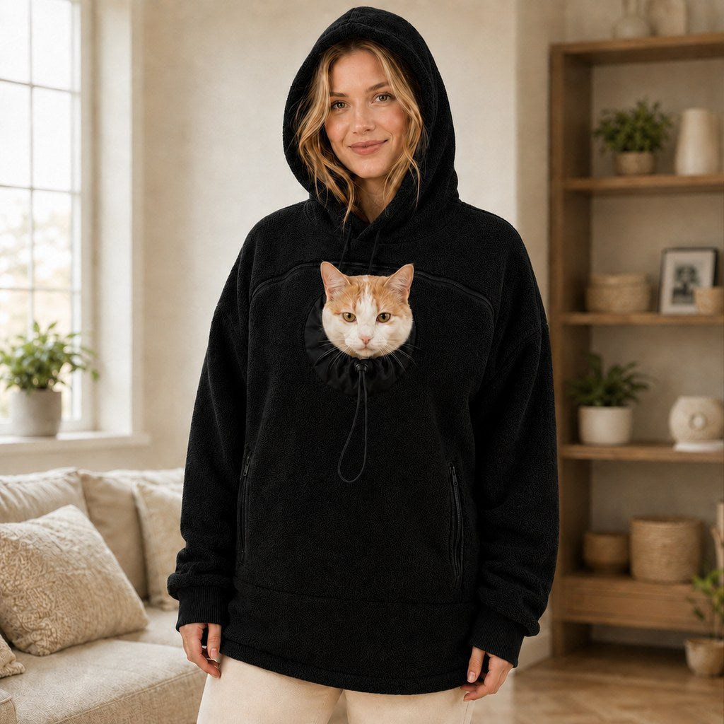 Paws in Awe Hands-Free Pet Carrier Hoodie – Cozy Front Pouch for Cats & Small Dogs at Home & Everyday Outings