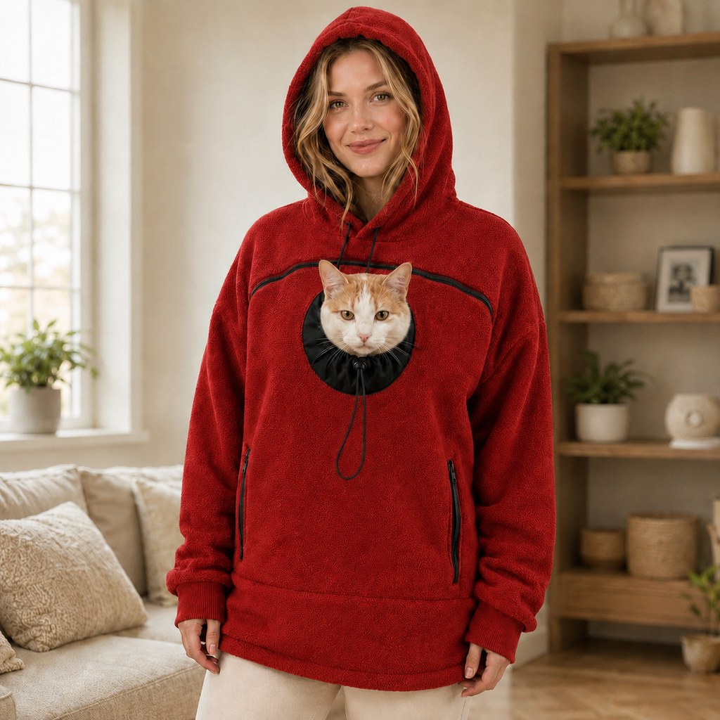Paws in Awe Hands-Free Pet Carrier Hoodie – Cozy Front Pouch for Cats & Small Dogs at Home & Everyday Outings