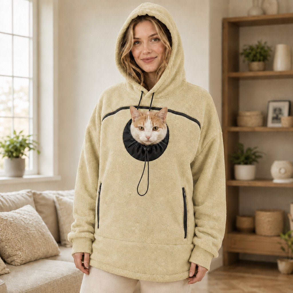Paws in Awe Hands-Free Pet Carrier Hoodie – Cozy Front Pouch for Cats & Small Dogs at Home & Everyday Outings
