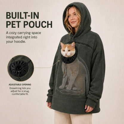 Paws in Awe Hands-Free Pet Carrier Hoodie – Cozy Front Pouch for Cats & Small Dogs at Home & Everyday Outings