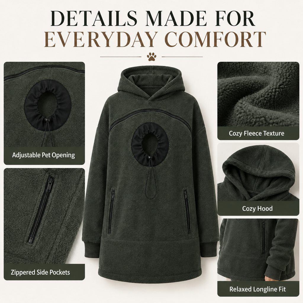 Paws in Awe Hands-Free Pet Carrier Hoodie – Cozy Front Pouch for Cats & Small Dogs at Home & Everyday Outings