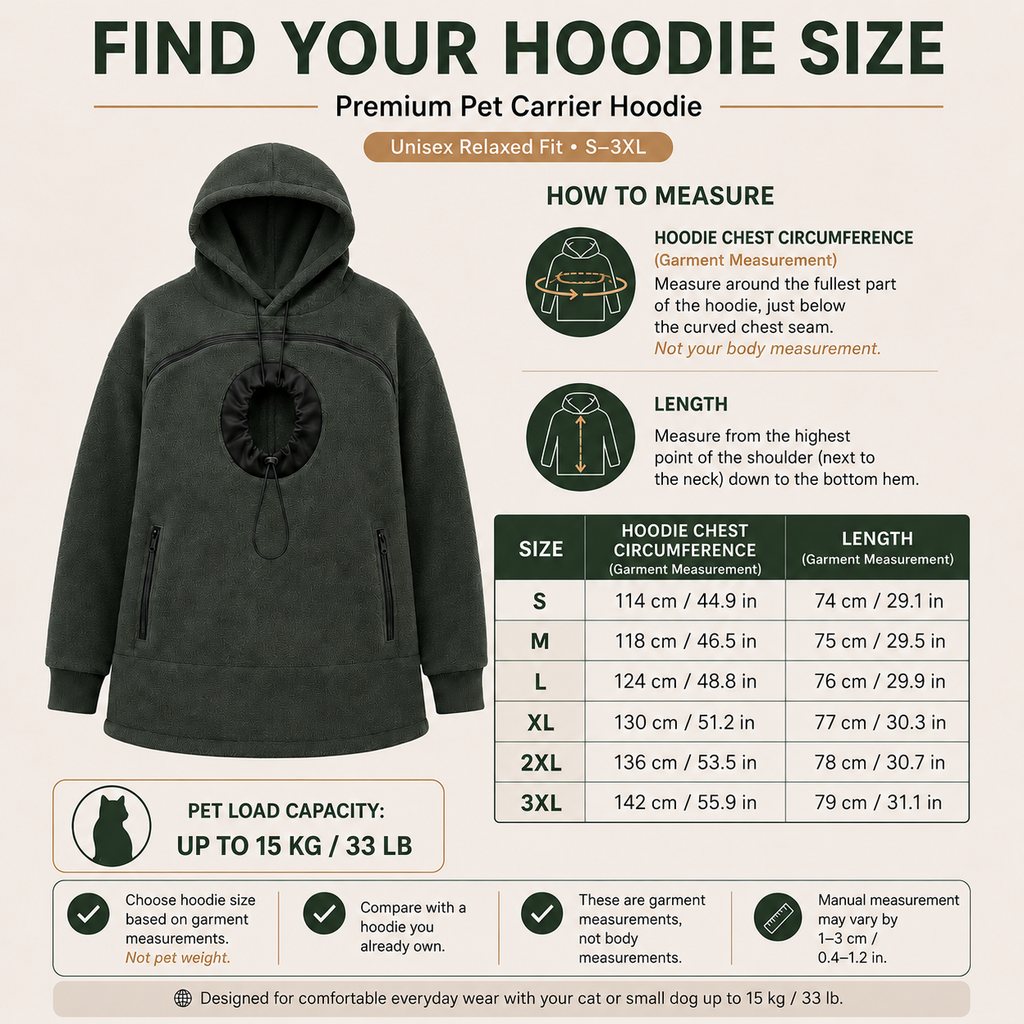 Paws in Awe Hands-Free Pet Carrier Hoodie – Cozy Front Pouch for Cats & Small Dogs at Home & Everyday Outings