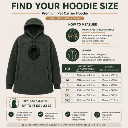 Paws in Awe Hands-Free Pet Carrier Hoodie – Cozy Front Pouch for Cats & Small Dogs at Home & Everyday Outings