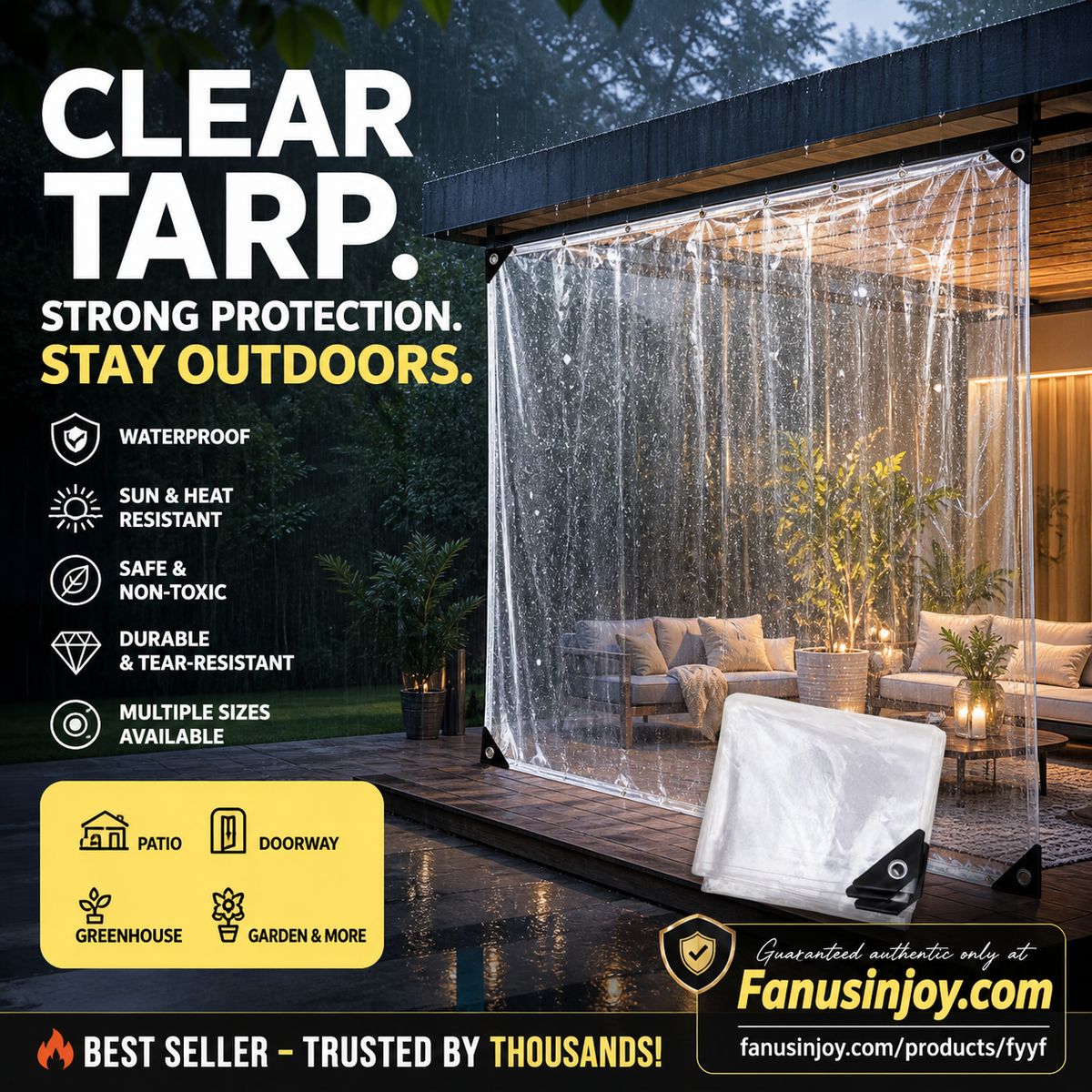 Heavy-Duty Clear Tarp – Outdoor Coverage Without Blocking the Light