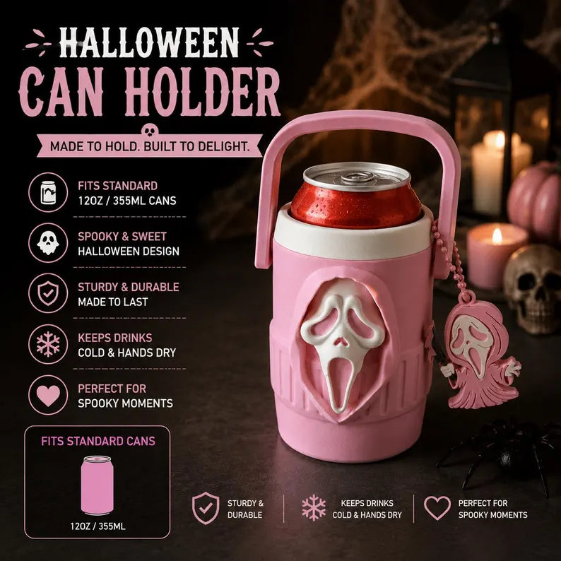 Scary Horror Ghost Halloween Mini-Cooler Drink Holder: Style Can Cooler
