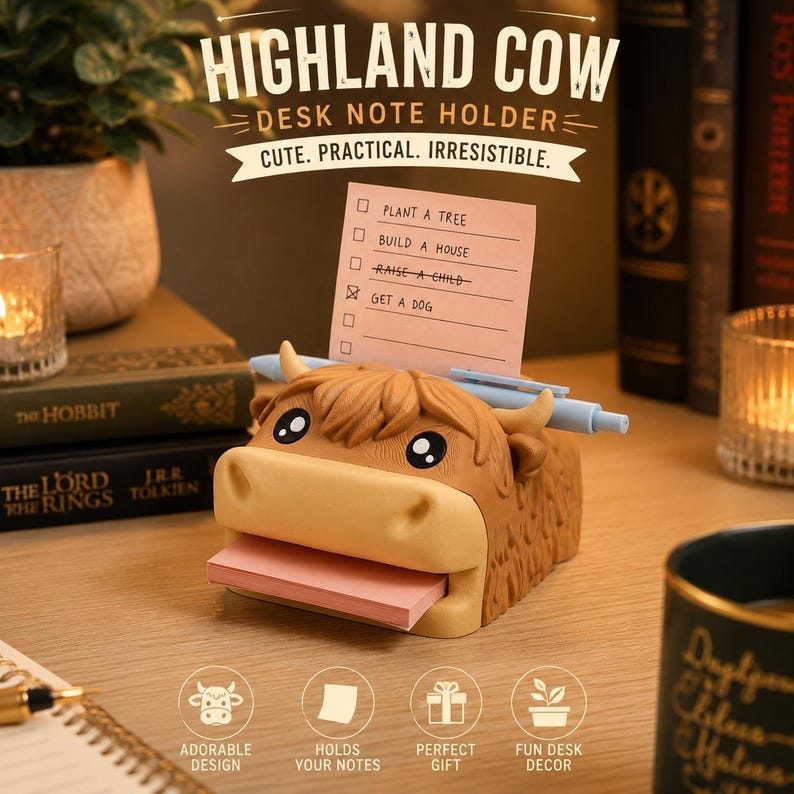 📝 Cute Sticky Note Dispenser | Animal Shape Desk Decor with Pen Rest