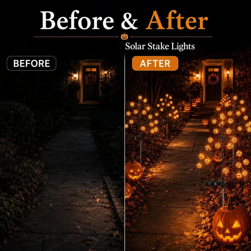 🎃 Pumpkin Solar Stake Lights  – Halloween Outdoor Yard Decor