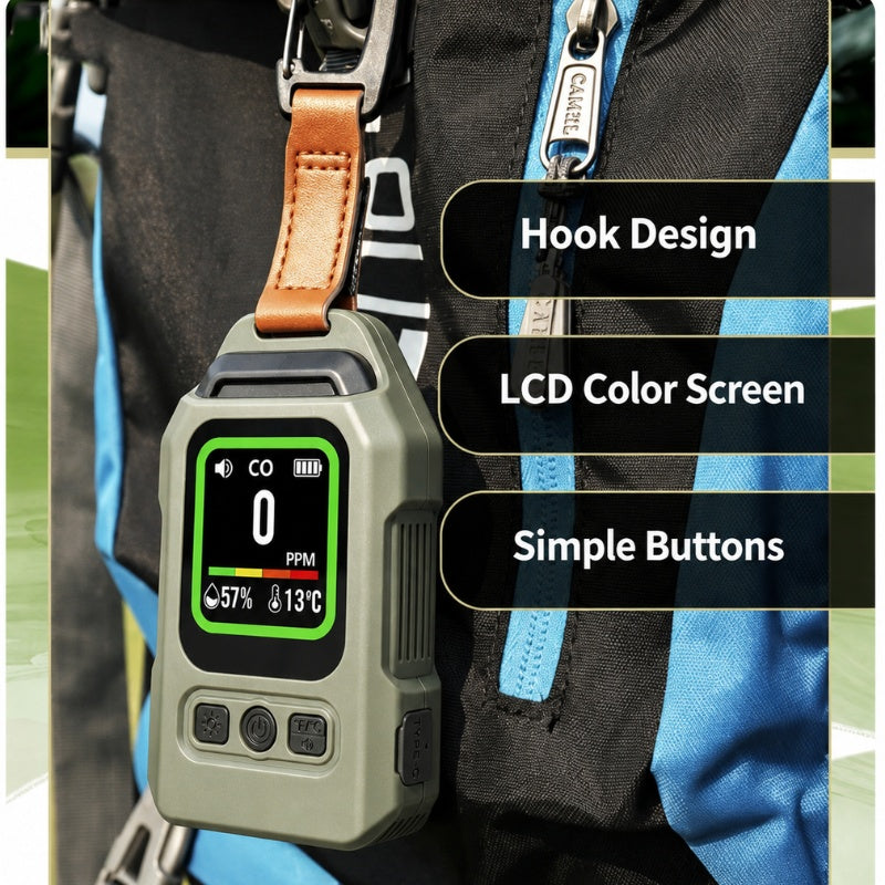 4-in-1 Carbon Monoxide Detector & CO2, Temperature and Humidity Monitor