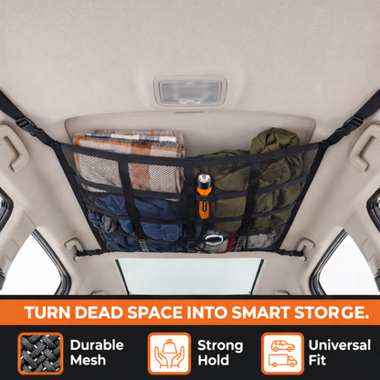 Upgrade Car Ceiling Cargo Net Pocket, Double-Layer Car Roof Storage Organizer