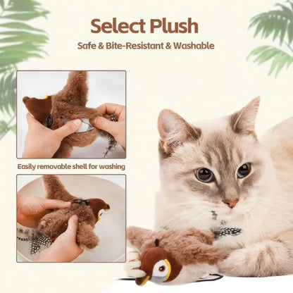 Interactive Flying Bird Cat Toy – Chirping Flapping Sparrow