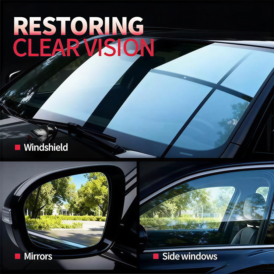 Restoring clear vision on windshield, mirrors and side windows
