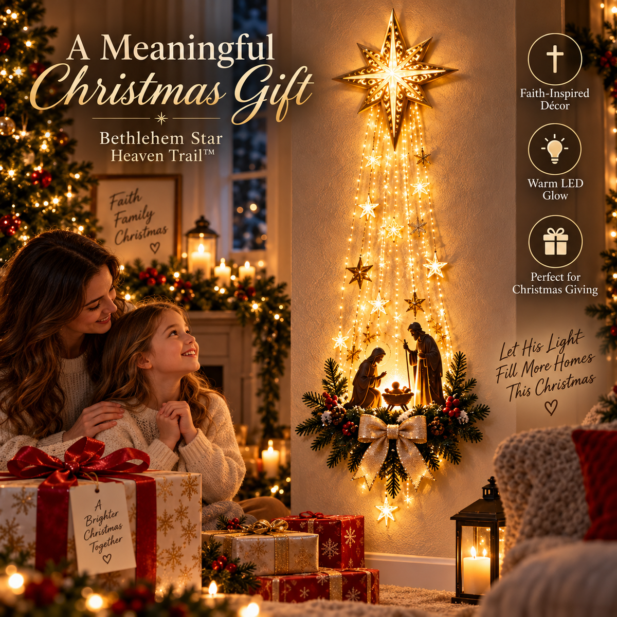 ✨Last Day 49% OFF✨✝️ Bethlehem Star of  – Lighted Nativity Wall Decor