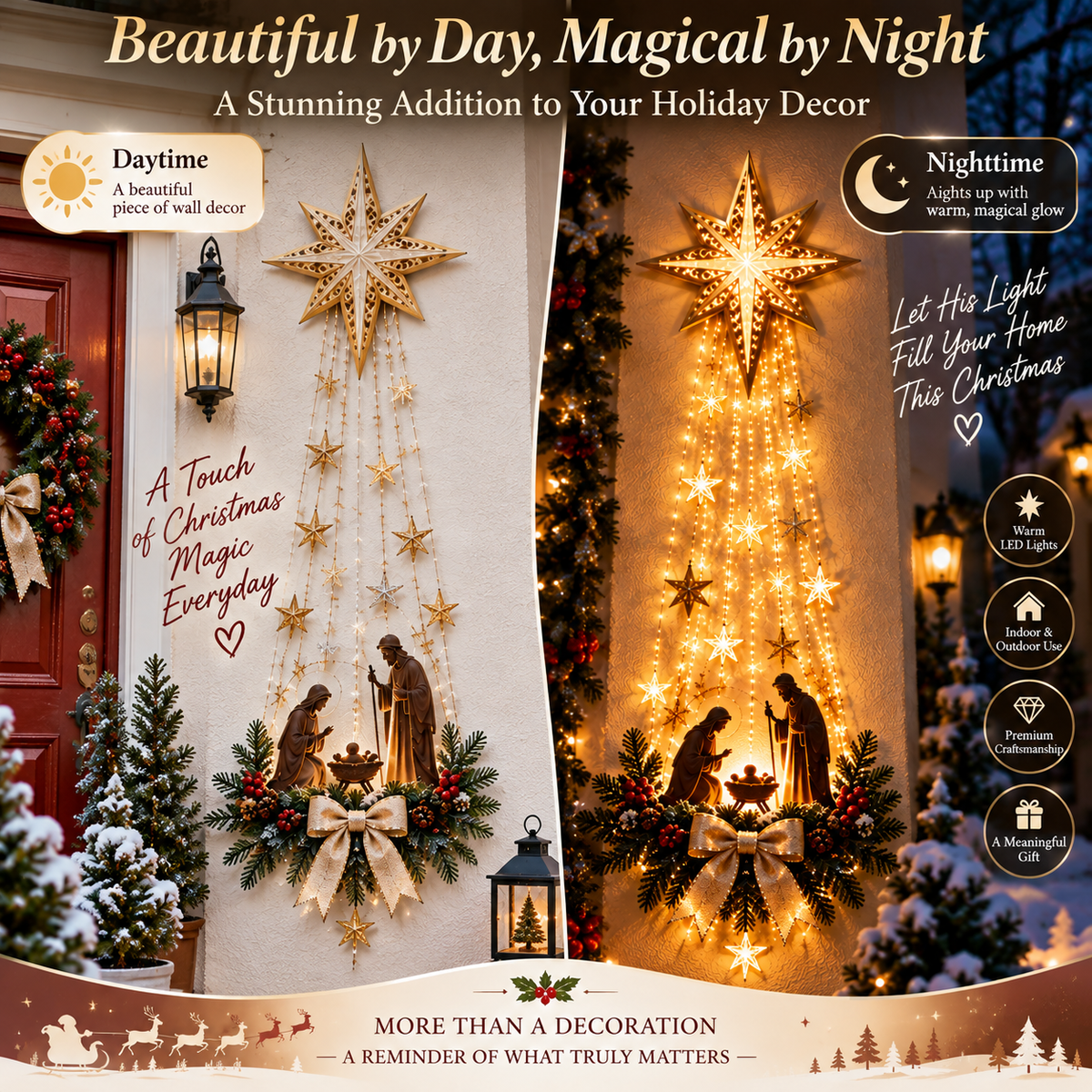 ✨Last Day 49% OFF✨✝️ Bethlehem Star of  – Lighted Nativity Wall Decor