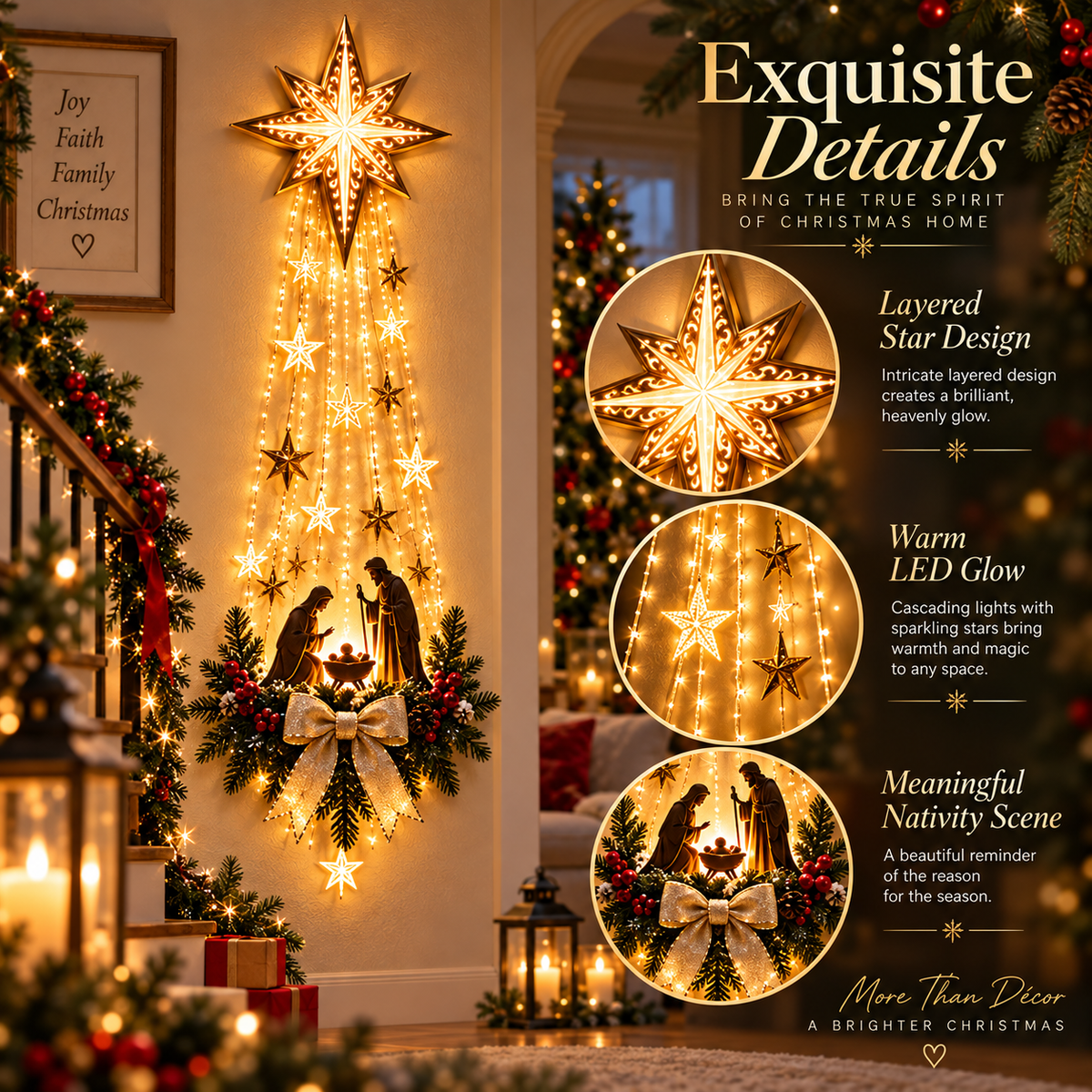 ✨Last Day 49% OFF✨✝️ Bethlehem Star of  – Lighted Nativity Wall Decor