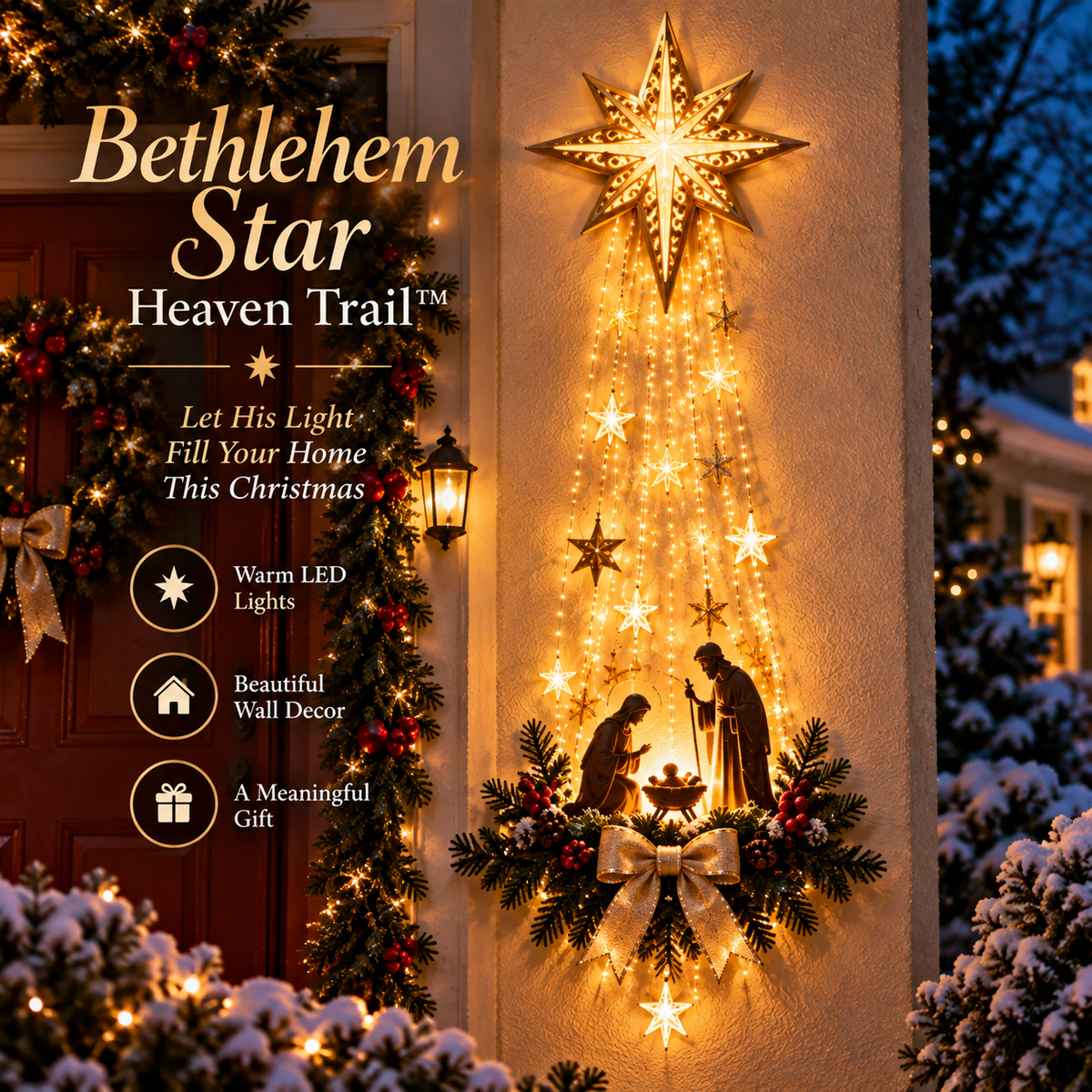 ✨Last Day 49% OFF✨✝️ Bethlehem Star of  – Lighted Nativity Wall Decor