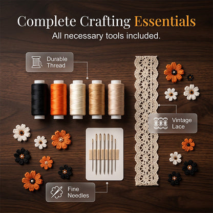 🎃Day of the Dead Patchwork Doll DIY Sewing Kit - Handmade Fabric Doll Craft Kit with Floral Details