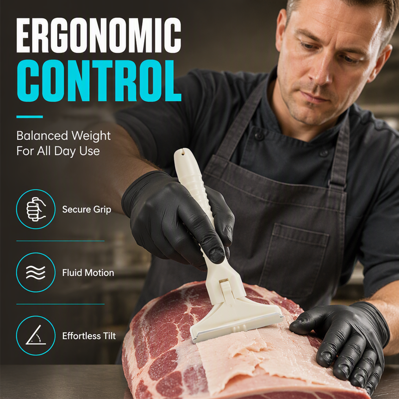 Ergonomic meat scraper control