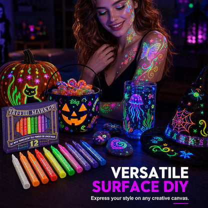✨ Glow Party Tattoo Pens – Fun UV Body Art Markers for Parties, Festivals & Night Events
