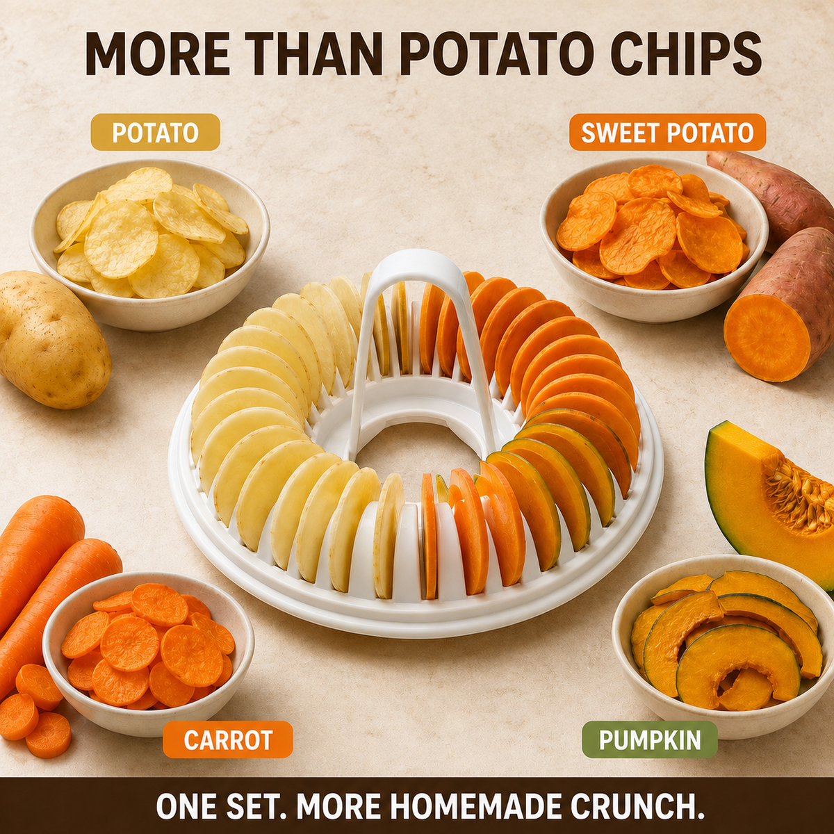 Potato sweet potato carrot and pumpkin chips