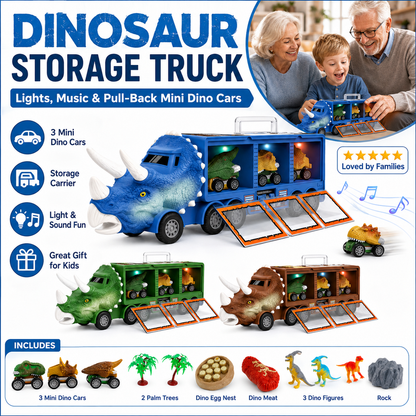 🦖 Dinosaur Transport Truck Toy with Mini Cars and Storage 🚚