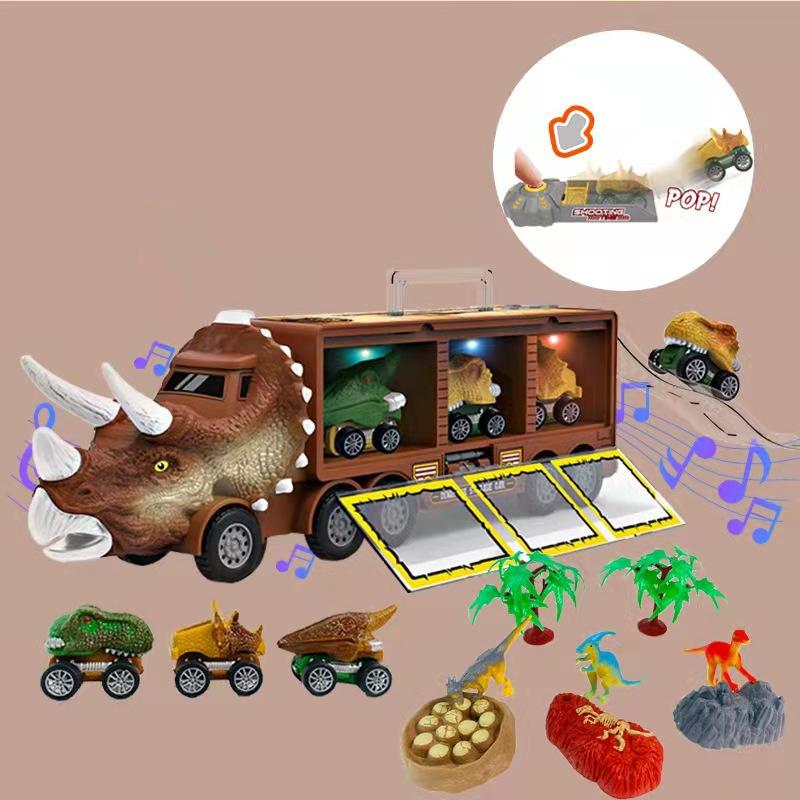 🦖 Dinosaur Transport Truck Toy with Mini Cars and Storage 🚚