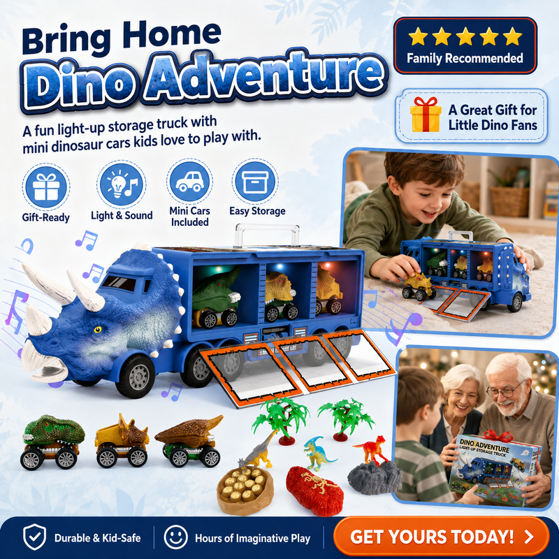 🦖 Dinosaur Transport Truck Toy with Mini Cars and Storage 🚚
