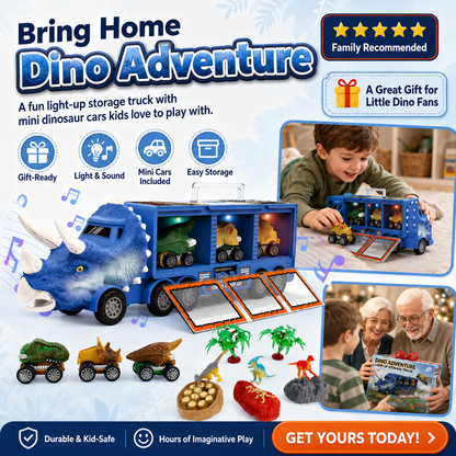 🦖 Dinosaur Transport Truck Toy with Mini Cars and Storage 🚚