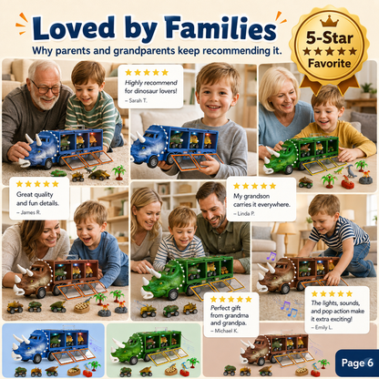 🦖 Dinosaur Transport Truck Toy with Mini Cars and Storage 🚚