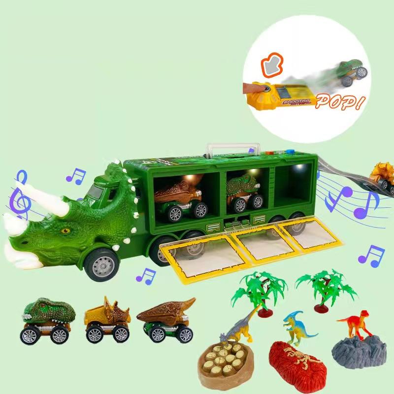 🦖 Dinosaur Transport Truck Toy with Mini Cars and Storage 🚚