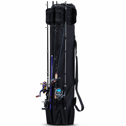 Folding Cylindrical Fishing Rod Bag Drawstring Fishing Tackle Storage Carrier for Reservoir and Lure Fishing