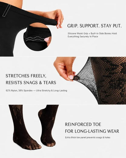 🔥 High-Waisted Floral Lace Shaping Tights