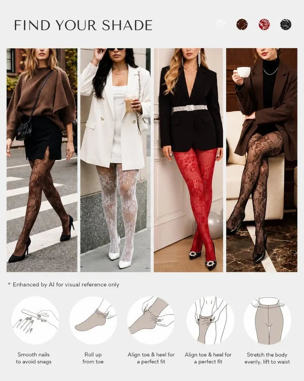 🔥 High-Waisted Floral Lace Shaping Tights