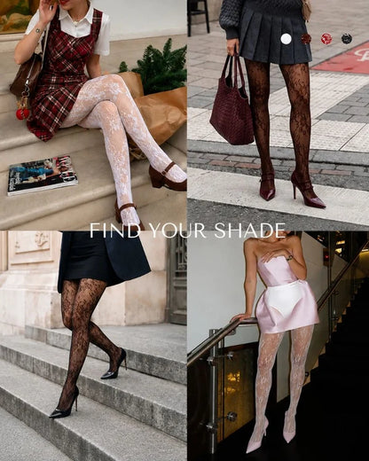 🔥 High-Waisted Floral Lace Shaping Tights