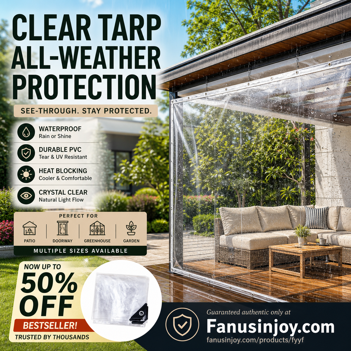 Heavy-Duty Clear Tarp – Outdoor Coverage Without Blocking the Light