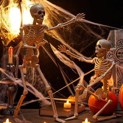 💀 Full-Body Posable White Plastic Human Skeleton Suitable for Halloween