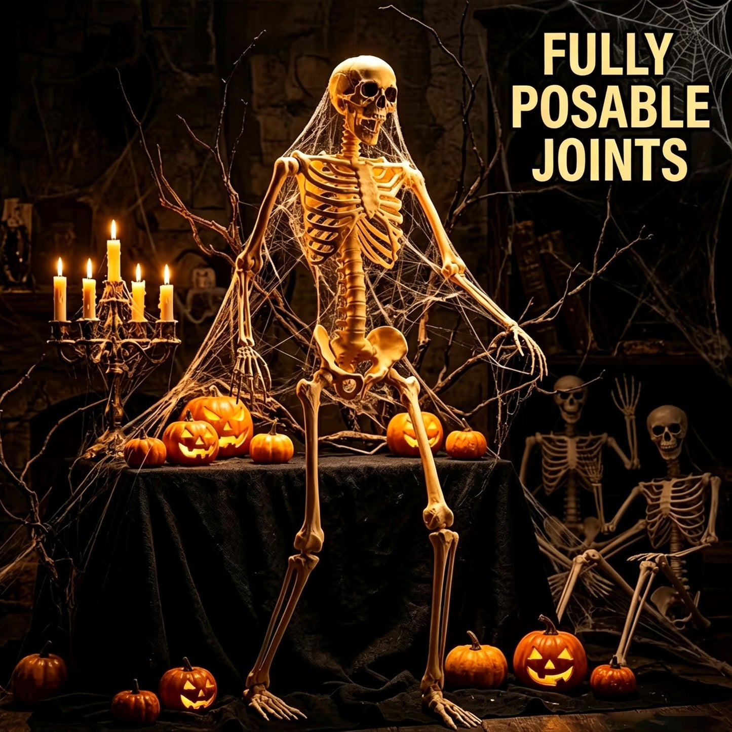 💀 Full-Body Posable White Plastic Human Skeleton Suitable for Halloween