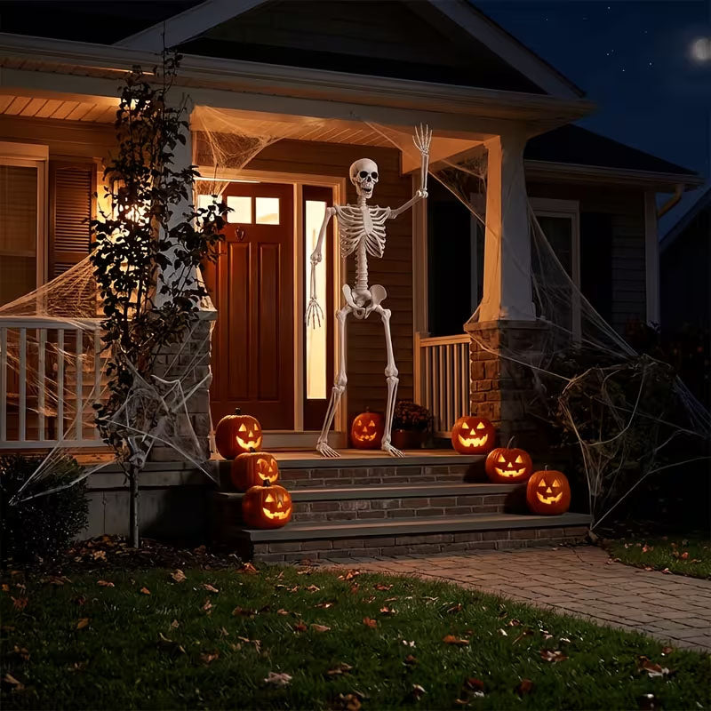 💀 Full-Body Posable White Plastic Human Skeleton Suitable for Halloween